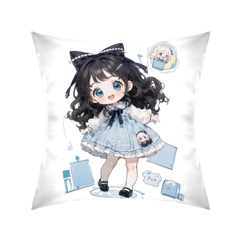 

Cute cartoon doll pillowcase cushion cover sofa children's room decoration soft pillowcase