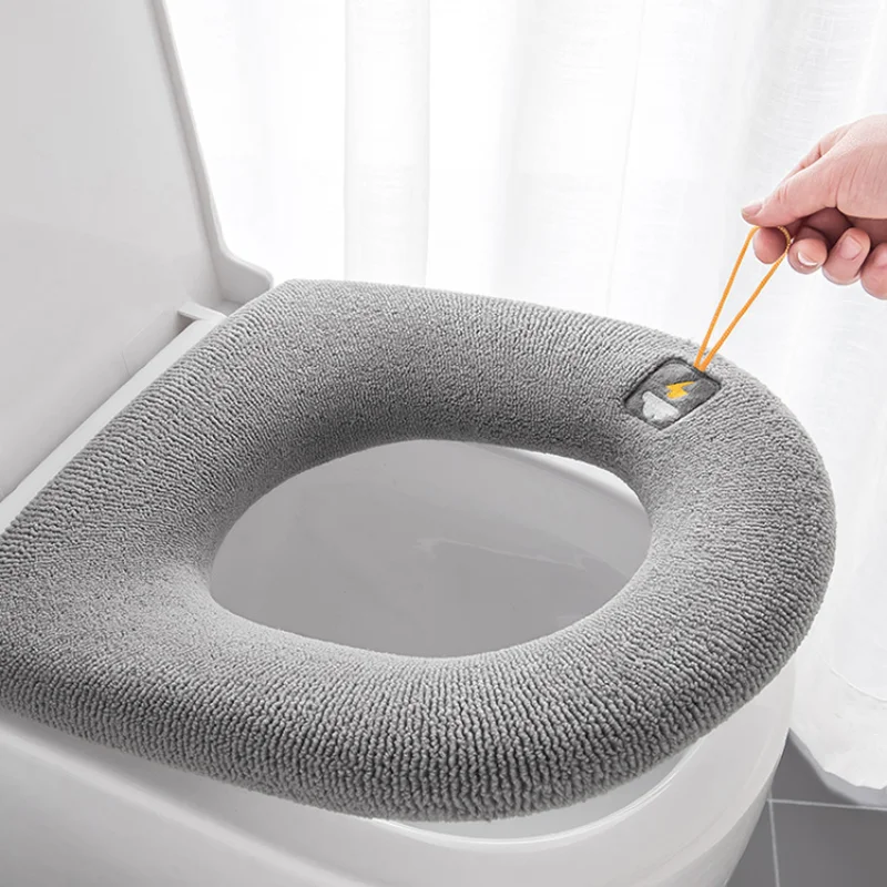 

1pc Knitted Universal Toilet Seat Cushion Four Seasons Thickened Toilet Seat Toilet Cover Household Washable Toilet Seat Pad