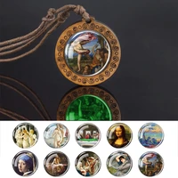 worlds famous paintings works luminous necklace glass pendant rope chain wooden necklace glow in the dark jewelry fashion