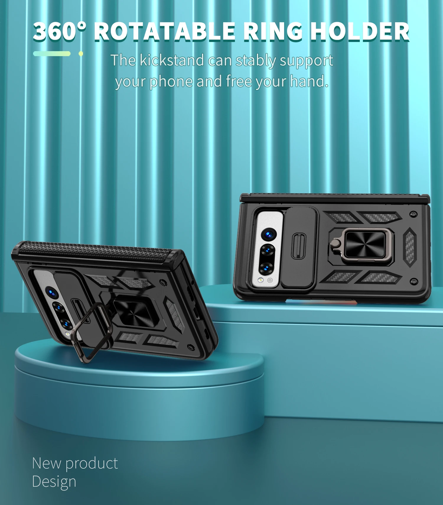 For Google Pixel Fold Case Skin-friendly Matte Rotating Ring Bracket Lens Pushing Window Folding Hinge All Inclusive Hard Cover