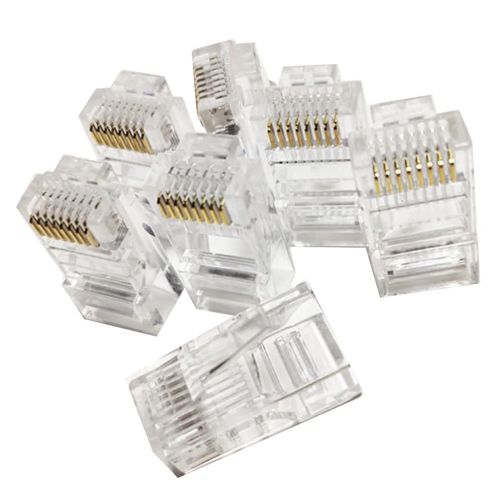 

100 Pieces 8P8C RJ45 Ethernet Cables Modular Plug Network Connector for Network CAT5 LAN Cable Crystal Heads