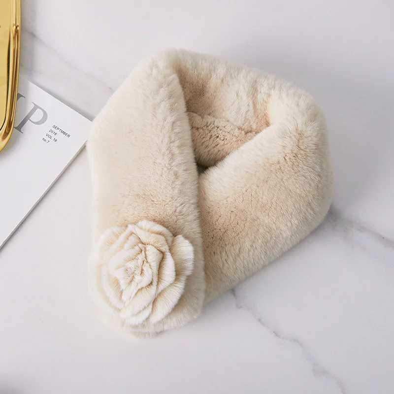 

Pudi Women Natural Rabbit Fur Scarf Ring Winter Girl Female Scarves Rings SF275