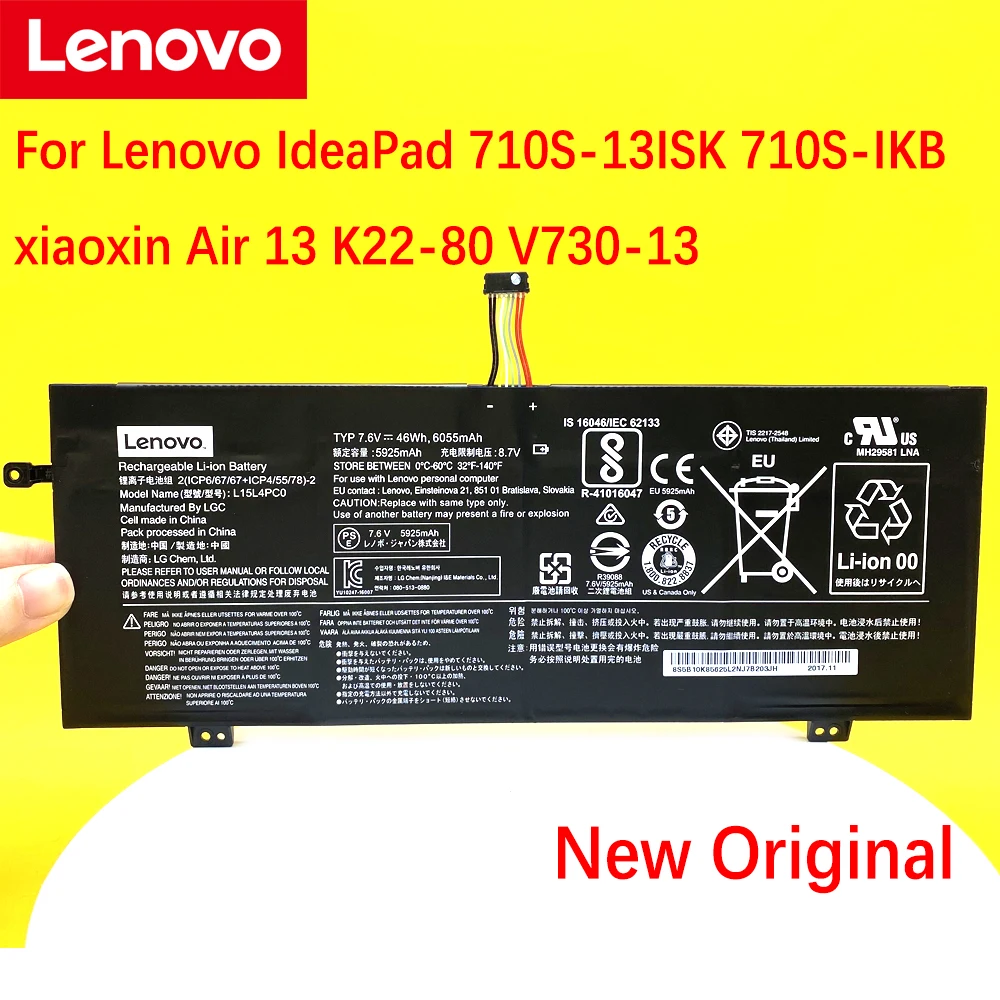 Новый оригинальный аккумулятор для ноутбука Lenovo IdeaPad 710S-13ISK 710S-IKB xiaoxin Air 13 K22-80 L15M4PC0