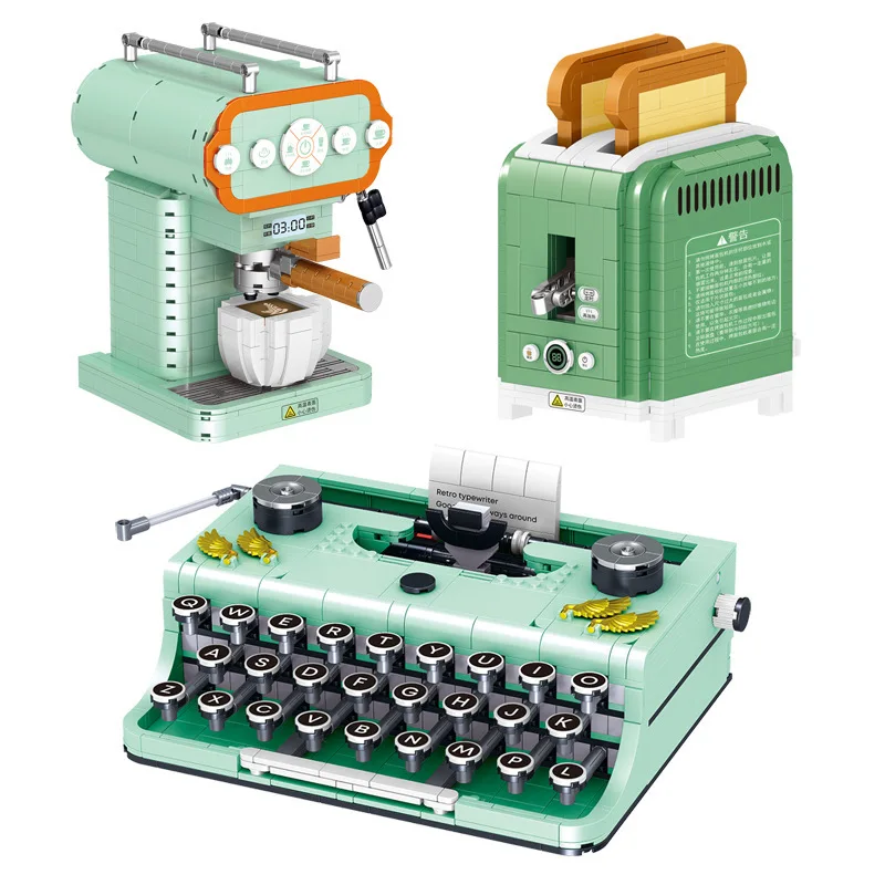

820PCS Retro Typewriter Building Blocks Classic Telegraph Machine Micro Blocks Adults Diy Modern Home Decoration Kids Gift