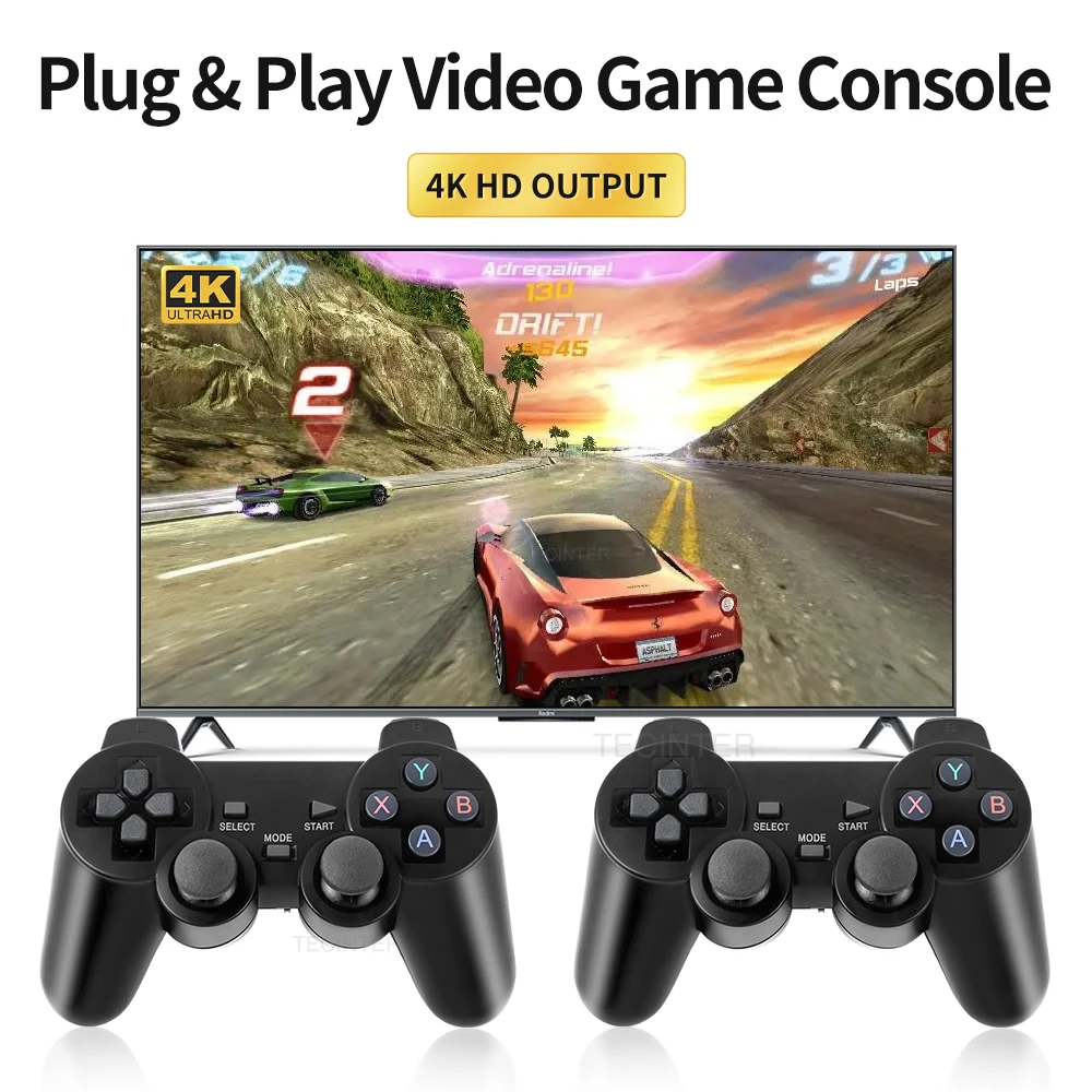 GD10 Video Game Console 64G 4k TV Game Stick Built-in 30000+ Games Wireless Gamepad Retro Handheld Game Player for PS1/PSP/GBA