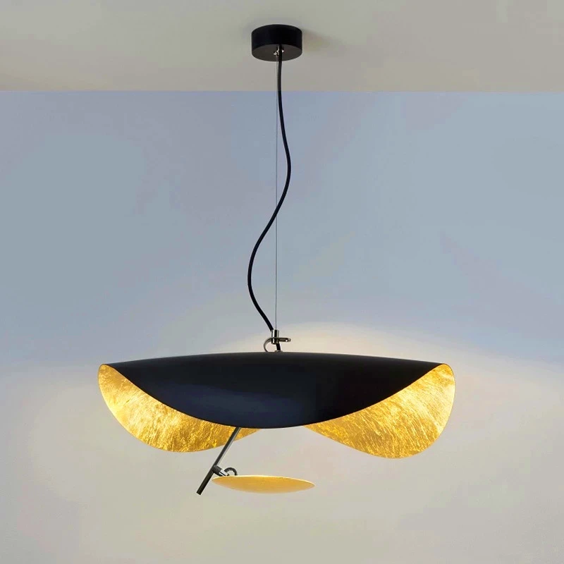 

Nordic Leaf Pendant Lamp Copper Chandelier Creative Living Dining Bar Kitchen Island Lanterns LED Curved Led Indoor Lighting