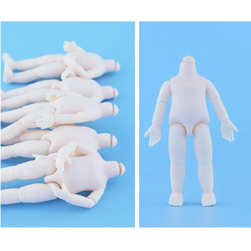 

5pcs/lot 16cm Doll 1/8 Body 40 Degrees Rotate Neck Ob11 White Skin 13 Joint Moveable BJD Naked Baby Doll Accessories