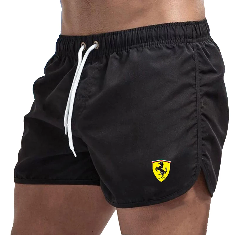 

New Men's Summer Swimwear Ferrari Beach Board-shorts Swimsuits Running Sports Casual Breathable Homme Short Pants