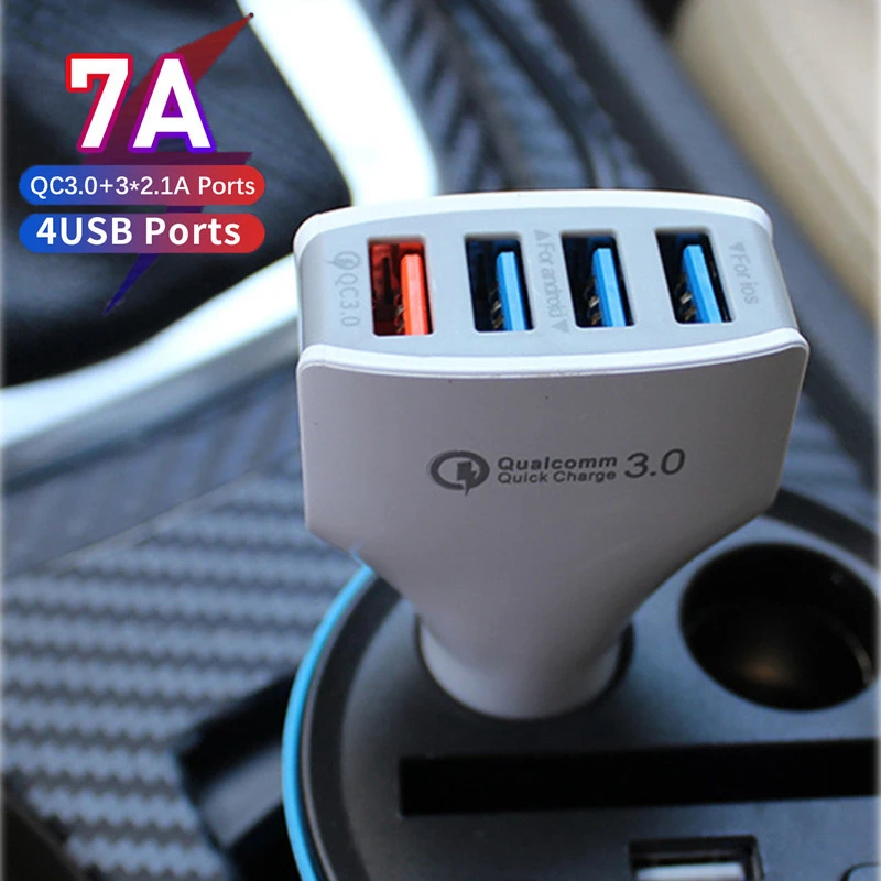 

Original USB Car Charger Original 4 Port Quick Charge Adapter for iPhone 13 Pro Max Mini 12 11 Xiaomi Samsung Mobile Phones