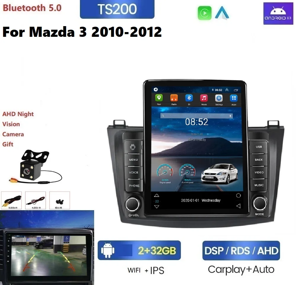 Android 13 8 + 128 Гб IPS 2.5D экран автомобильное радио для Mazda 3 2010-2012 воспроизведение