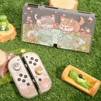 spring cat dog switch oled case soft cover protective shell for nintendo switch oled joycon console case switch oled accessories