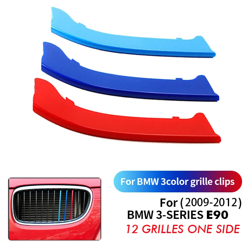 

3pcs For BMW E90 3 Series LCI 325i 328i 330i 335i 2009-2012 Car Front Grille Cover Strips Clip Trim Buckle Clips M Tri-Colors