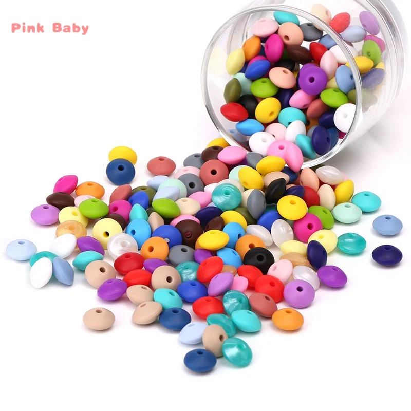 50 pçs 12mm silicone lentil grânulos bpa-livre bebê mordedor brinquedos cuidados acessórios molar diy chupeta corrente colar de jóias contas