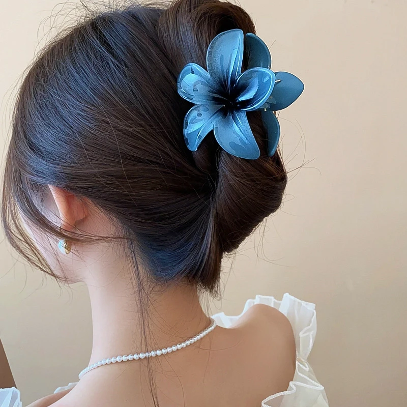 Заколки для волос с красным градиентом и цветком женщин заколки в богемном стиле