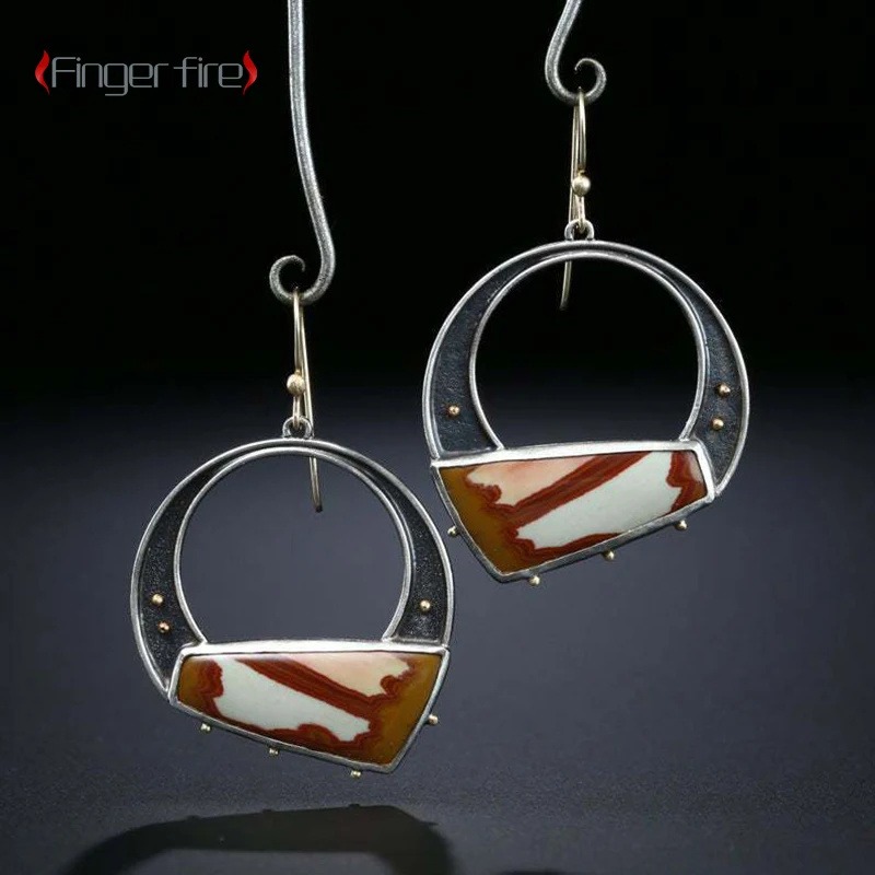 

Delicate Cutout Oil Painting Style Earrings Festive Vintage Fashion Jewelry