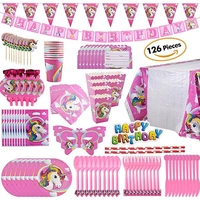 unicorn birthday party decorations disposable tableware set unicorn balloon cups plates napkin kids birthday party supplies