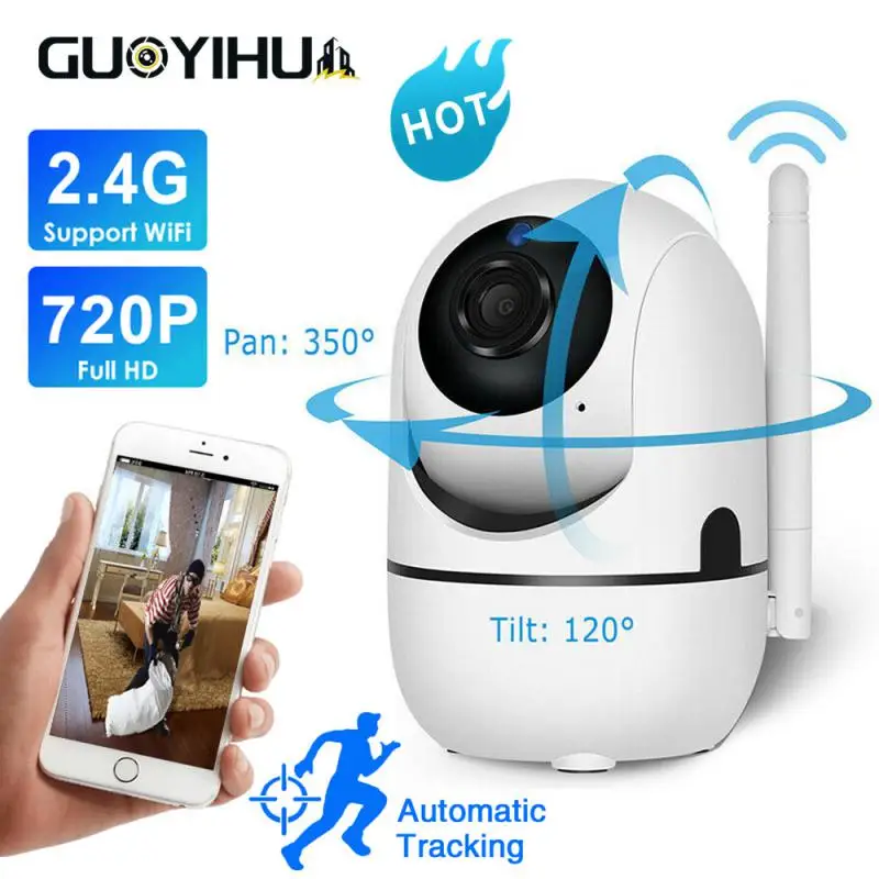 

720P WiFi IP Camera Night Vision Baby Monitor Smart Auto Tracking Wireless CCTV Surveillance Camera Two-Way Audio Home Security