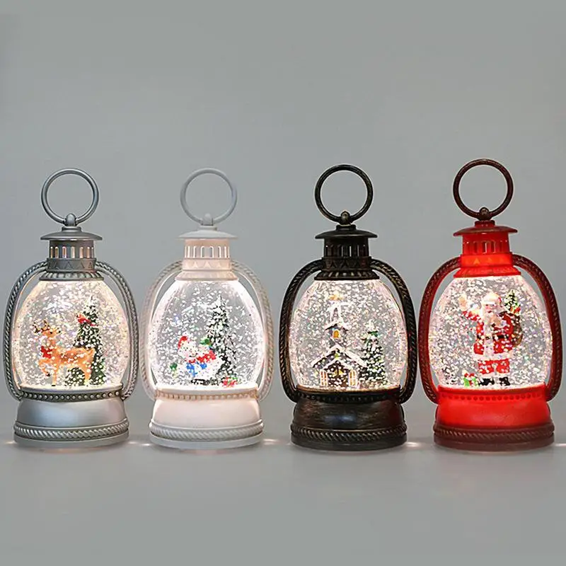 

Portable Lantern Light Christmas Decoration Lanterns Built-in Light-up Design With Flashing Snow For Decorative Gifts Christmas