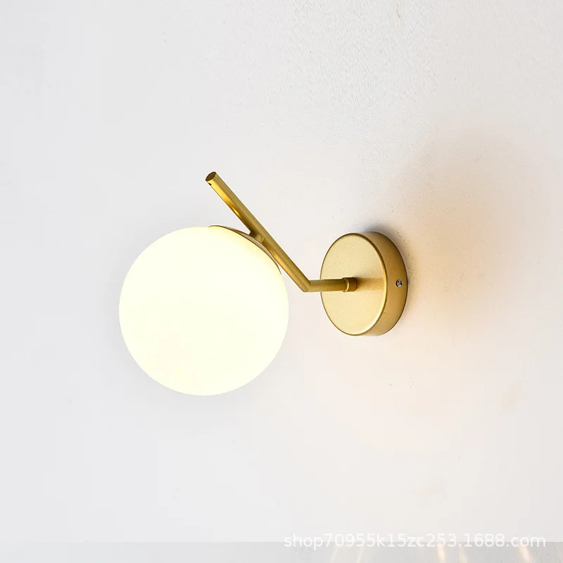 

Nordic simple wall lamp living room led aisle balcony wall lamp American net red light luxury glass bedroom bedside lamp