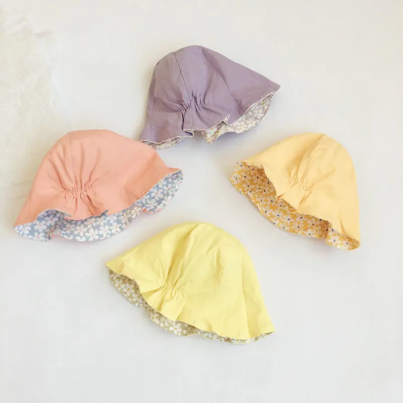 Панама детская Двусторонняя Пляжная с цветами от солнца для девочек шапка