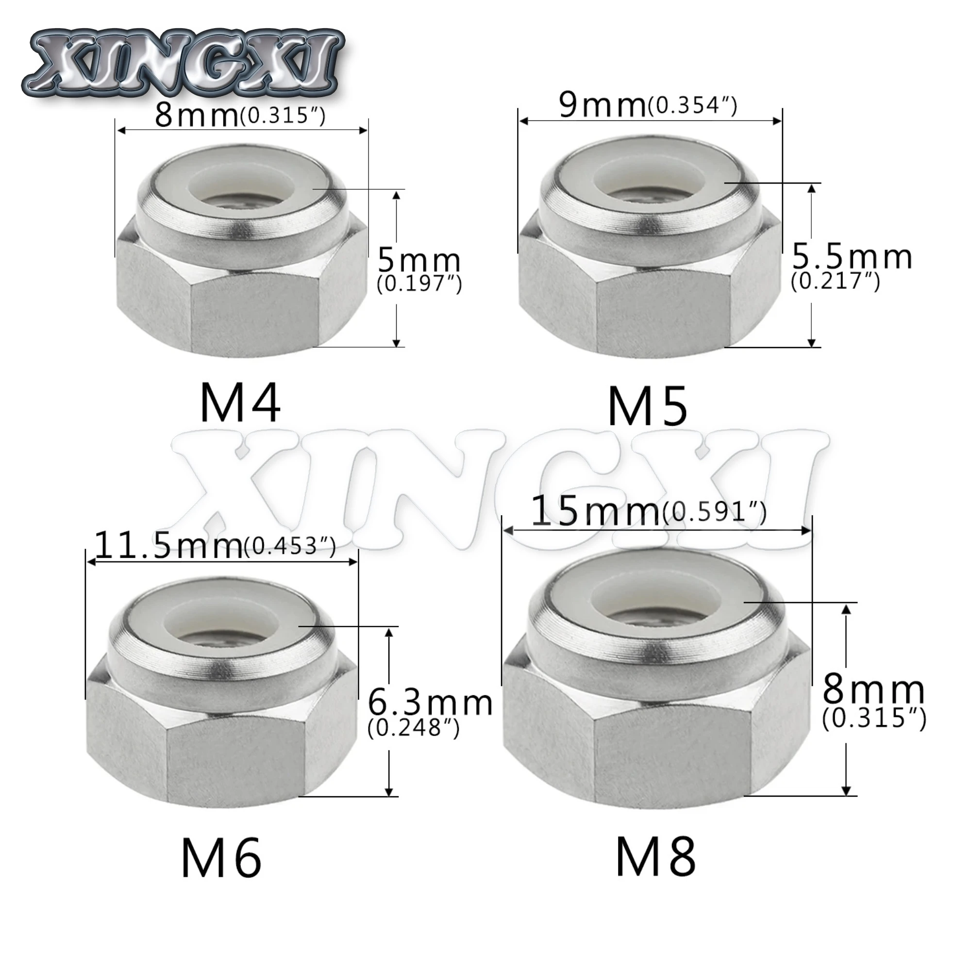 Xingxi M4 M5 M6 M8 титановая гайка нейлоновый замок шестигранные гайки для велосипеда