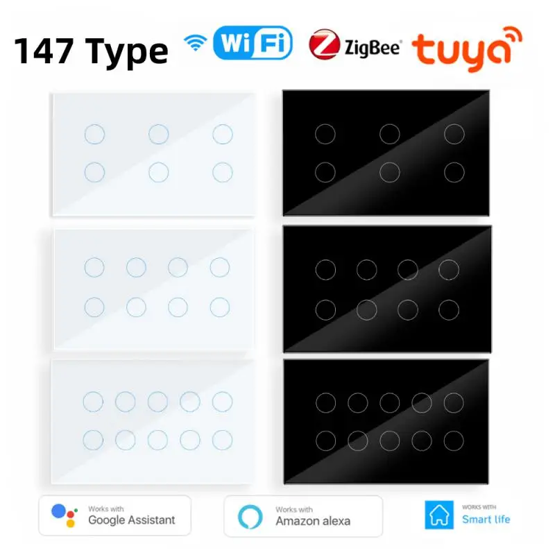 

Tuya WIFI Zigbee Smart Switch 147 Type 6/8/10Gang Home Wall Switch Panel Alexa Google Home Control Interruptor For Smart Life