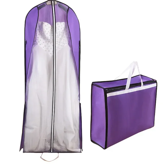 

Dual-use Long 150cm Bridal Wedding Dress Robe Dust Cover Travel Coat Suitcase Storage Bag Wardrobe Accessories FC55