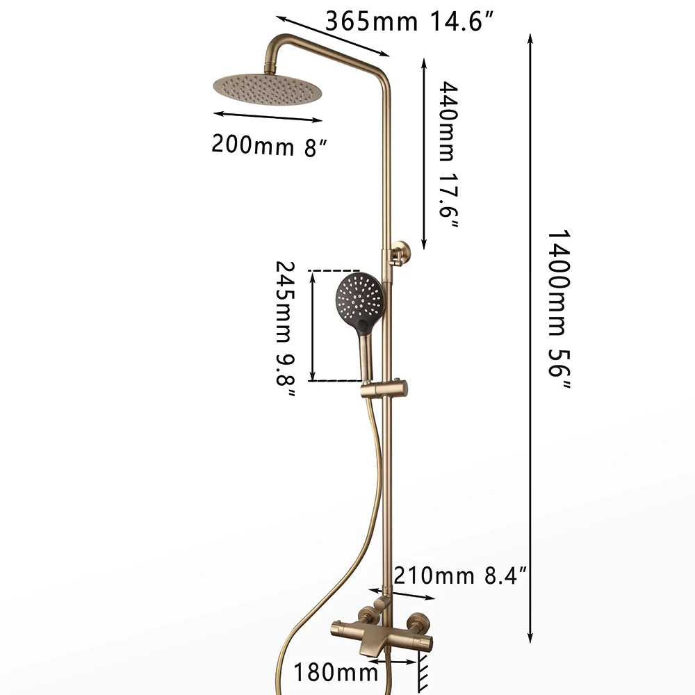 YANKSMART матовая Золотая Душевая система для ванной и душа Настенный умный
