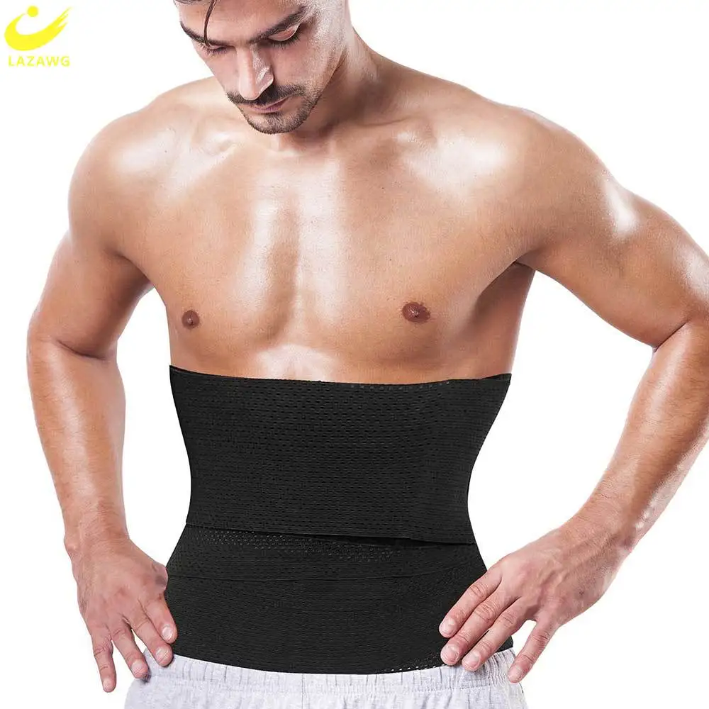 

LAZAWG Mens Waist Trainer Tummy Belt Stomach Wraps Weight Loss Girdles for Belly Fat Sweat Corset Body Shaper Cincher Slimming
