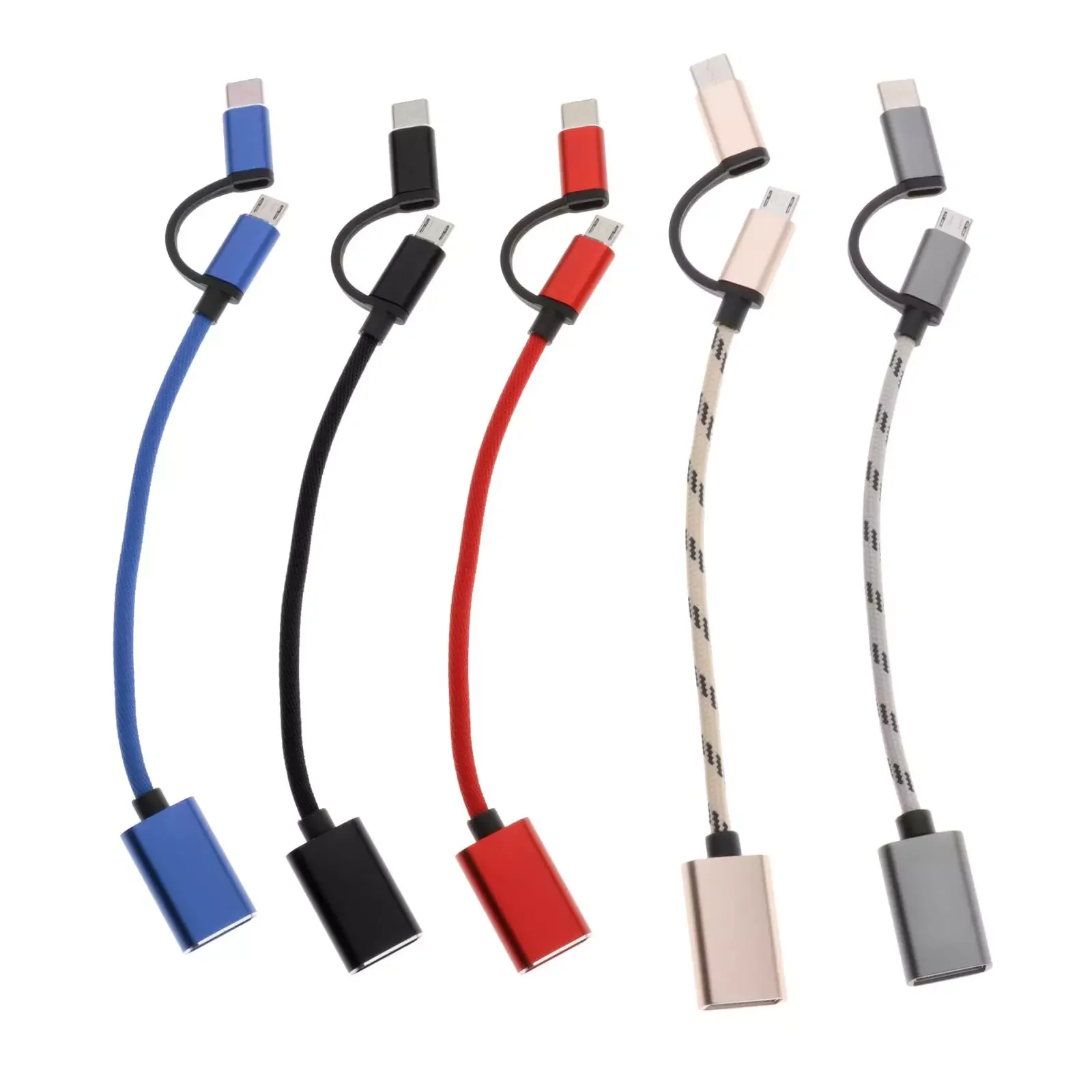 

Heavy Duty 2 in 1 Micro USB Type C USB-C Data Cable Cord Adapter