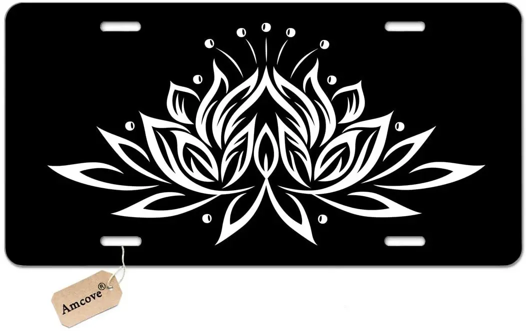 

Amcove Lotus License Plate, Front of car tag, Vanity License Plate, Tribal Flower License Plate, Vanity car tag