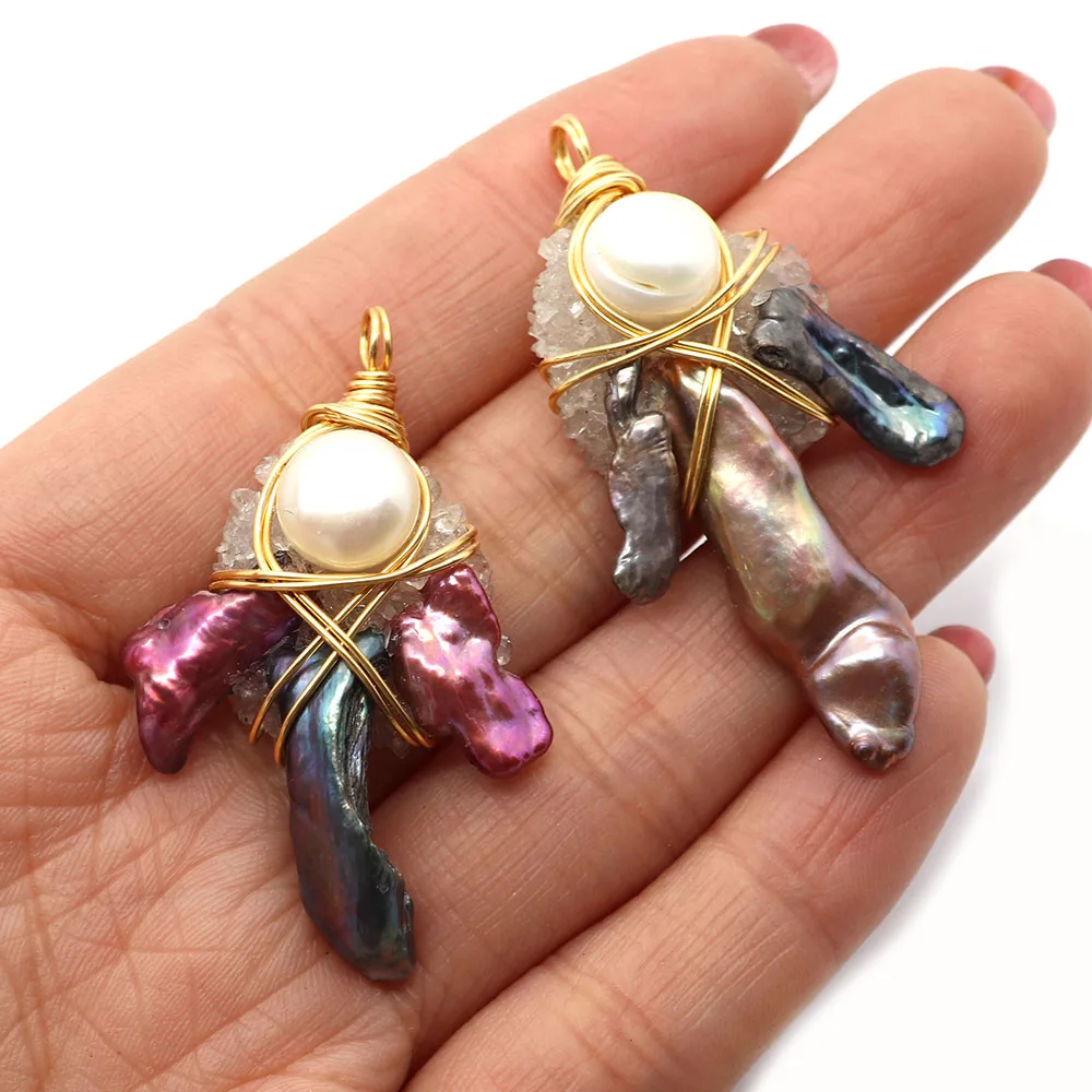 

Exquisite Irregular Resin Pendant 22-50mm Inlaid Pearl Winding Charm Fashionable DIY Necklace Earring Bracelet Jewelry Accessory