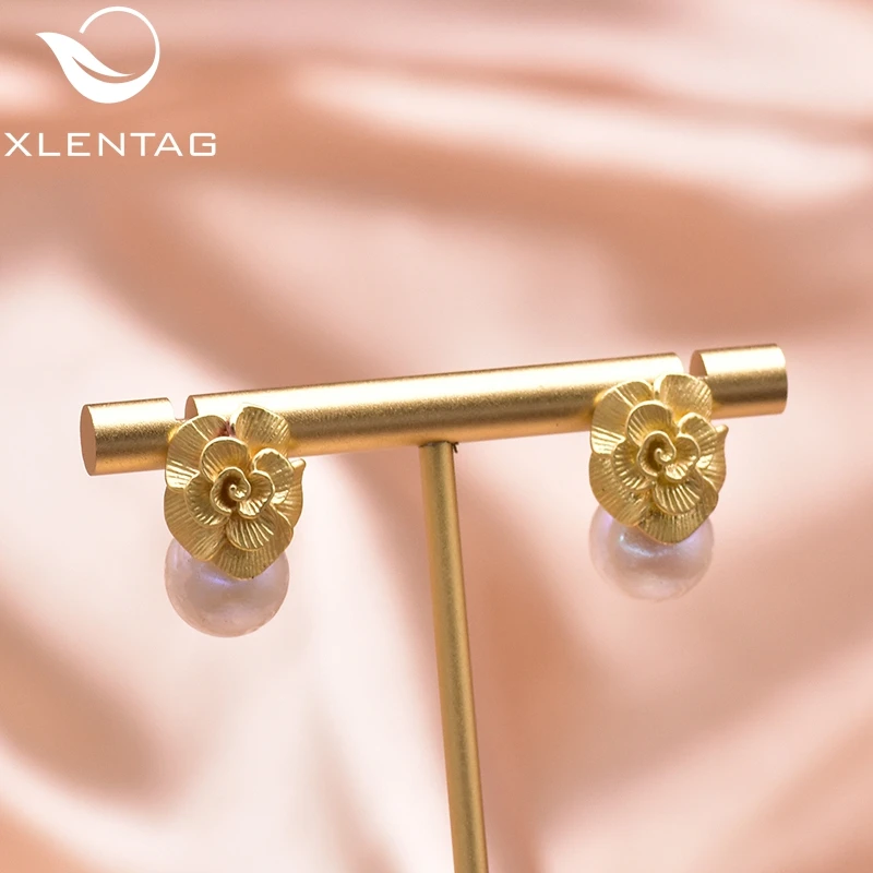 

XlentAg Romantic Natural White Pearls Heart Drop Earrings Angle Flower Ear Studs Birthday Gifts Love Women Cute Jewelry GE0946B