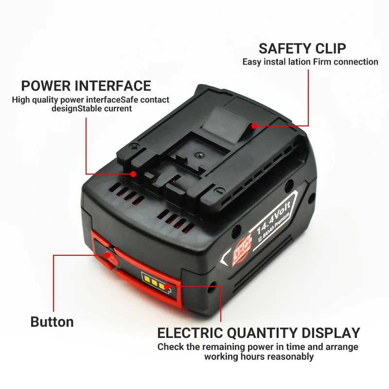 Фото Аккумулятор BAT614G, 14,4 В, 12800 мАч, литий-ионный аккумулятор для Bosch 14,4 В, аккумулятор BAT607G, BAT614, BAT614G + зарядное устройство №2