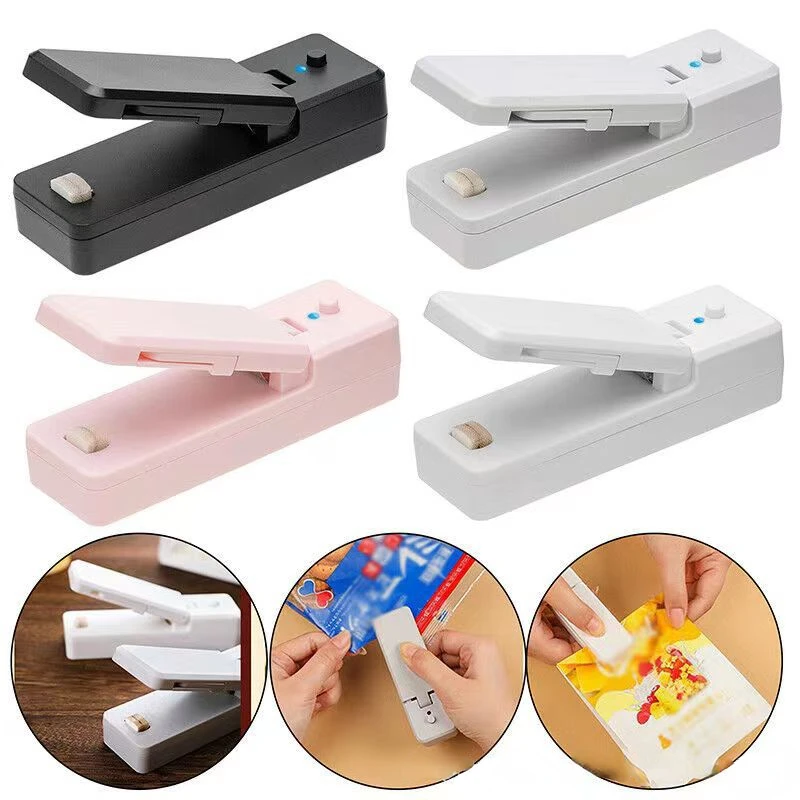

USB charging mini bag sealing machine Kitchen clamp with cutting knife heat sealing machine for plastic bag food storage sealing