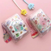 kawaii transparent mini binder notebook cover cute girl heart diy diary notepad kpop photocard collect book album stationary