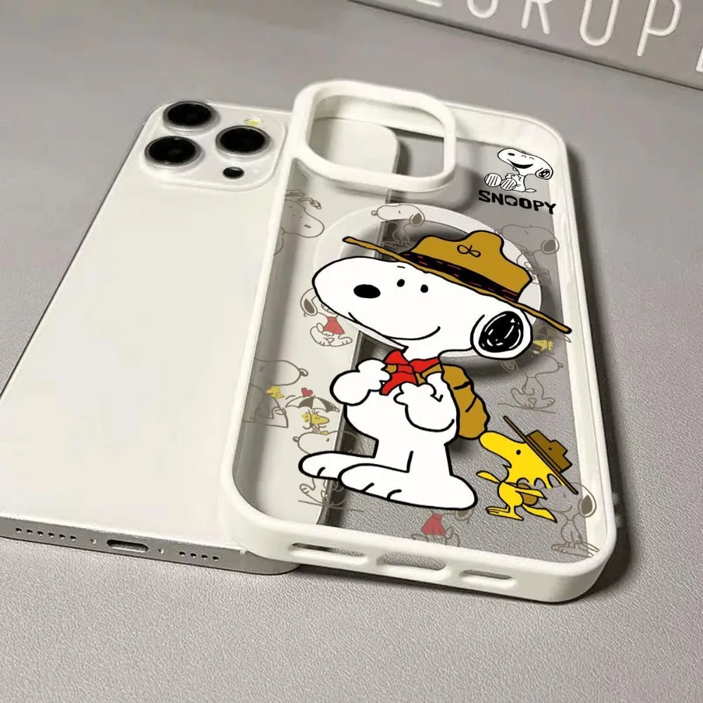 Фото Новый аниме-чехол для телефона Snoopy Magsafe, защитный чехол для iPhone 17 Air 16 15 14 Plus 13 Pro Max, TPU, с беспроводной зарядкой, подарок для девочек №2