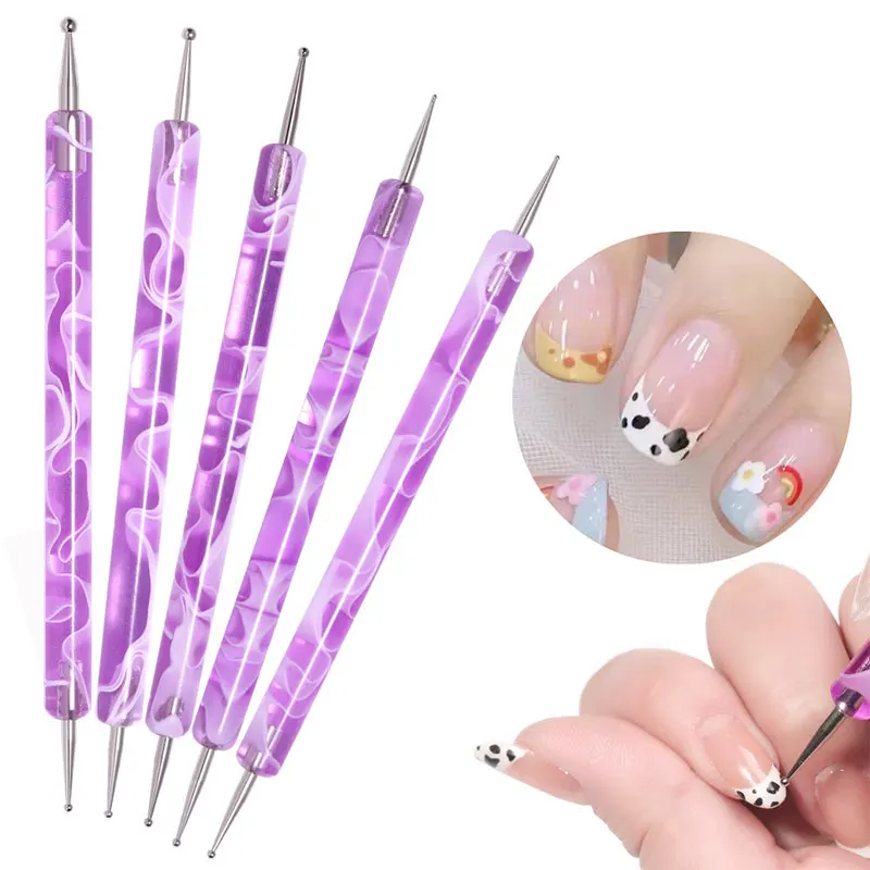 

5pcs 3D Uv Gel Art nail point pen rhinestone points nails dotting tools nail pen nails tools nail tools