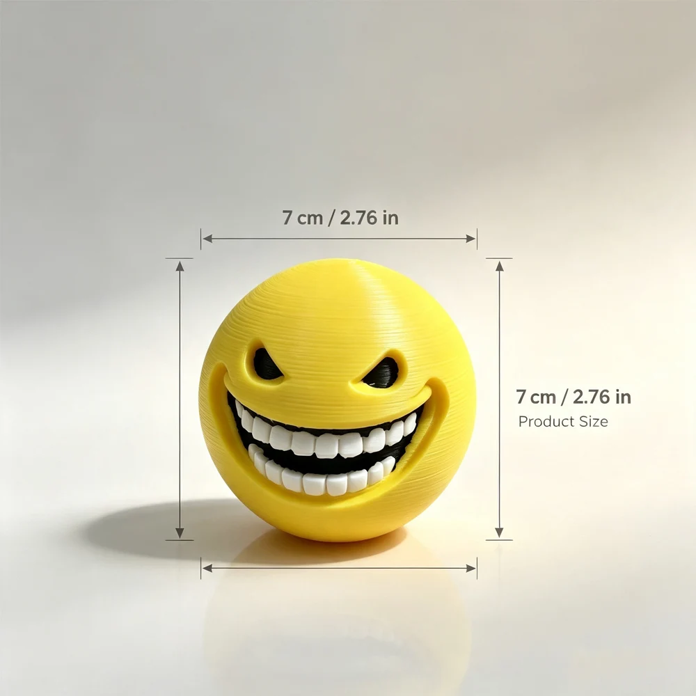 Фото Зловещая 3D-фигурка Evil Verity Smiley Ball: Жуткий Желтый Смайлик-Ужас, Необычный Декор для Рабочего Стола, Игрушка Ручной Работы №2