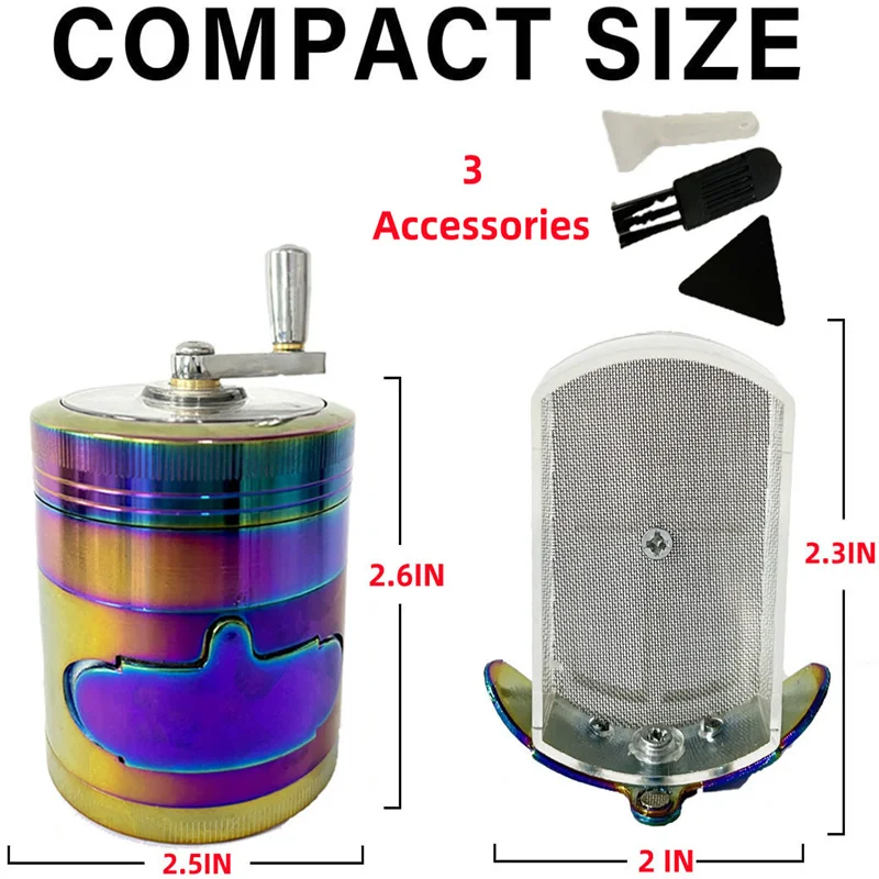 Металлическая мельница для специй с ручкой 4-х слойная 2 5 дюйма выдвижным ящиком
