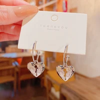 2022 new heart dangle charm hoop earrings for men women silver hip hop geometric hanging hearts earrings jewelry
