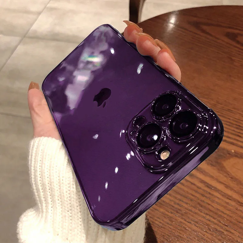 

Luxury Plating Clear Square Silicone Phone Case For iPhone 14 13 12 11 Pro Max Mini X XR XS 6 7 8 14 Plus Transparent Back Cover