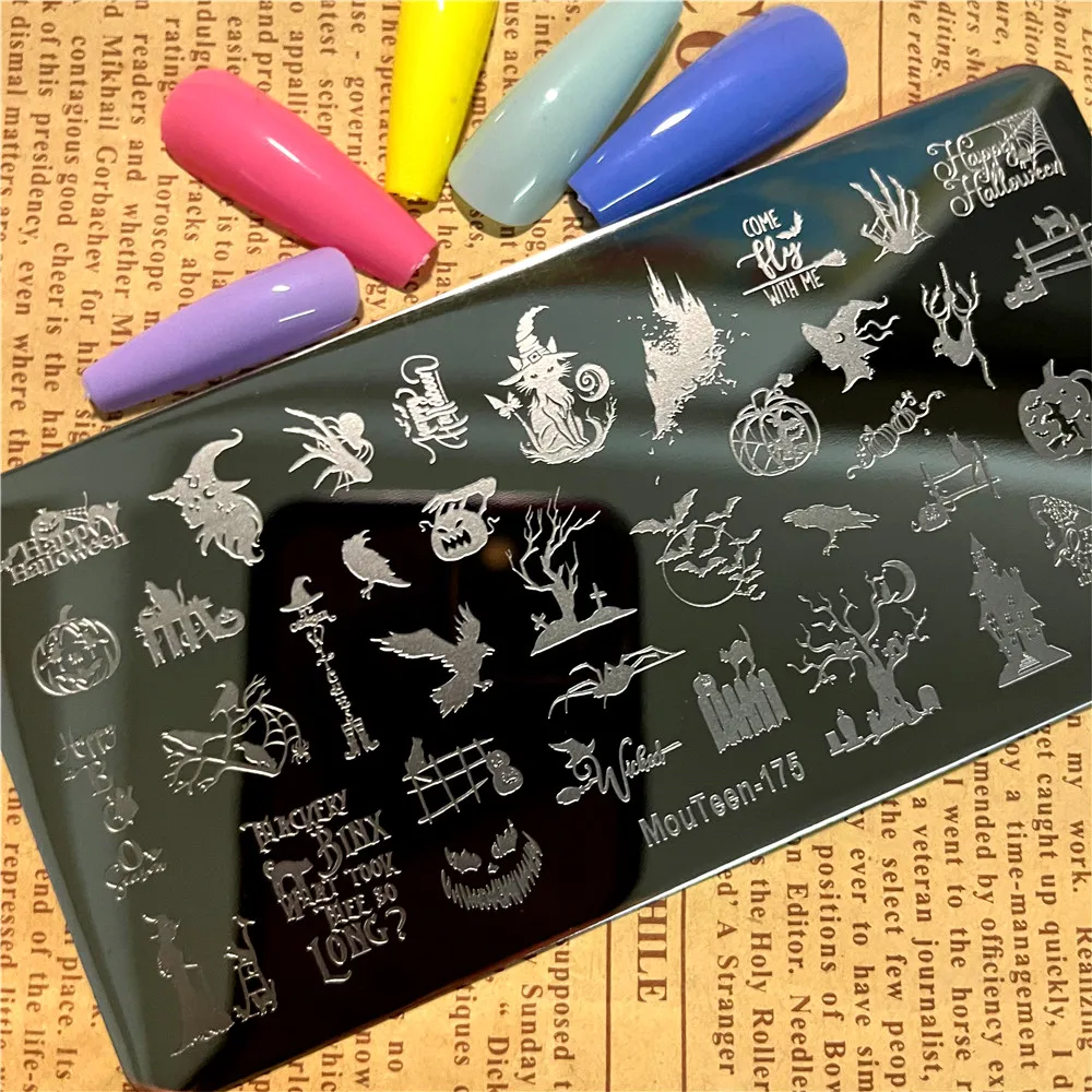 Пасхальная штамповочная пластина для ногтей фестиваль дизайн шаблон волшебник