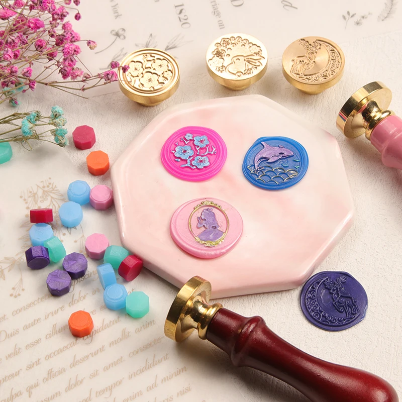 

Cute Dolphin Fire Paint Stamp Angel Girl Wax Stamp Envelope Invitation DIY Sealing Wax Stamp Invitation Letter Seal Decoration