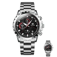 olevs mens watch luminous calendar chronograph big dial multi function watch steelleather strap mens favorite watch