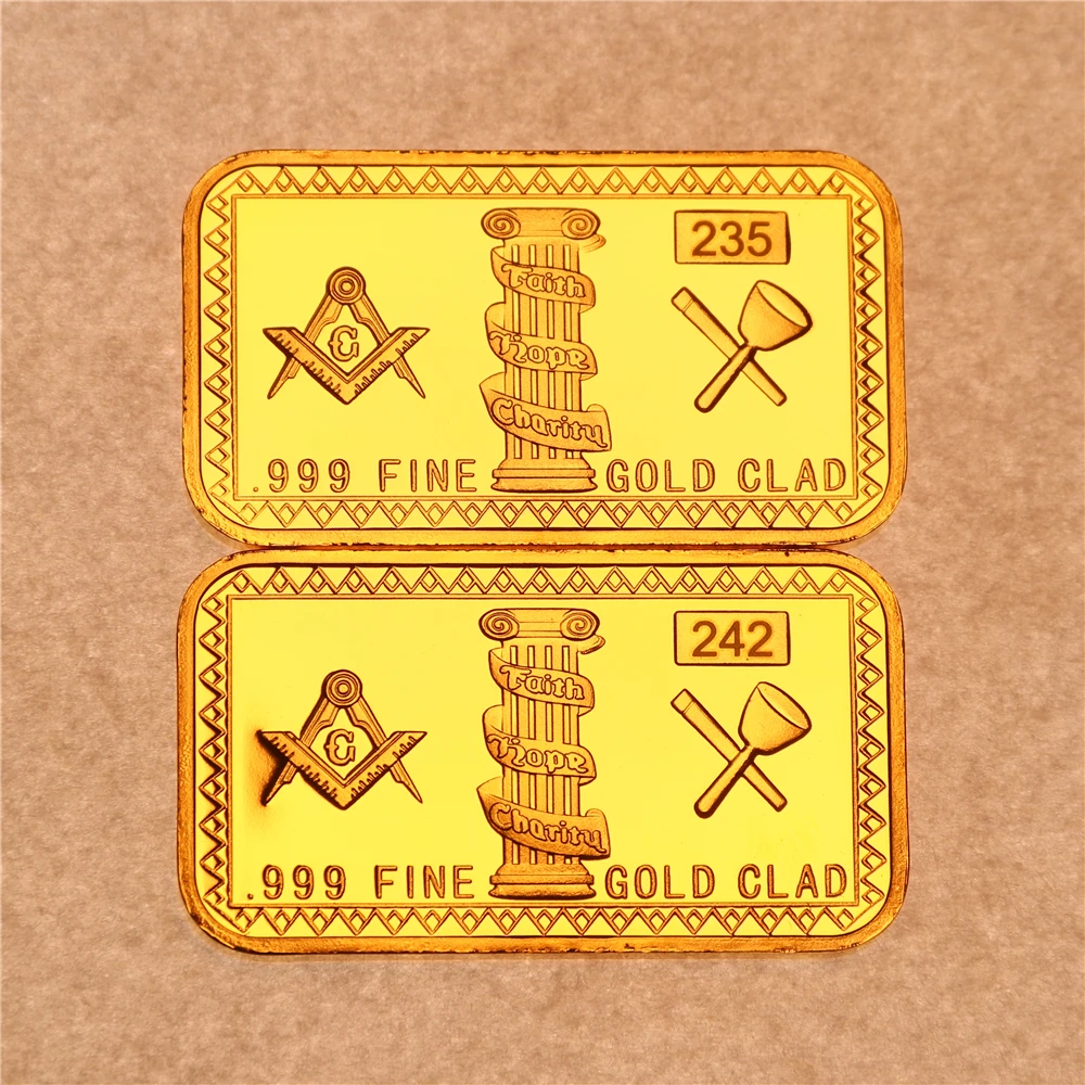 

Freemasons масонский вызов монета Золотой бар 999 тонкая фотография 3D с чехлом