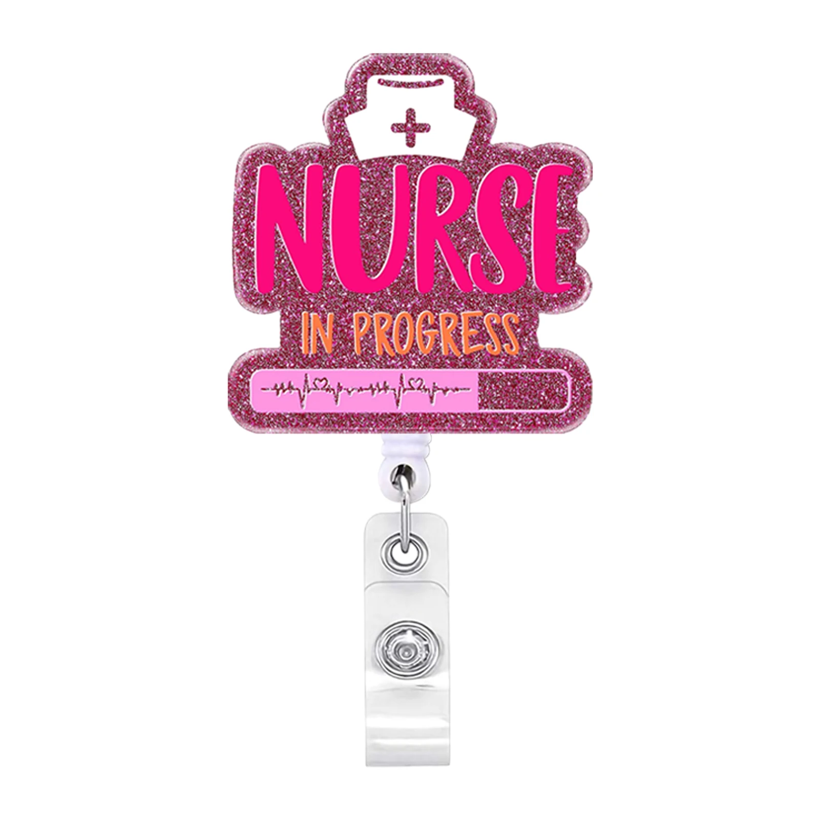 

For Nurse Retractable Design Badge Reel ID Display Keys Cute Work Card Holder Easy Pull Buckle Acrylic Anti Friction Convenient