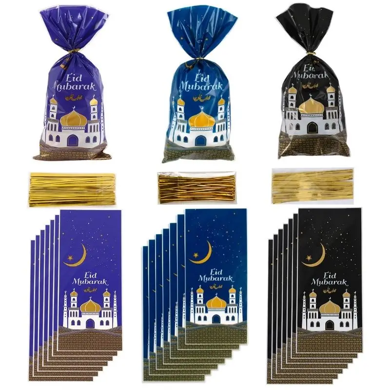 

Пластиковые подарочные пакеты Eid Mubarak, 50 шт., 2023 Рамадан, кареем, печенье, конфеты, упаковочный пакет, исламский мусульманский фестиваль вечерние вечеринка, сувениры, Декор