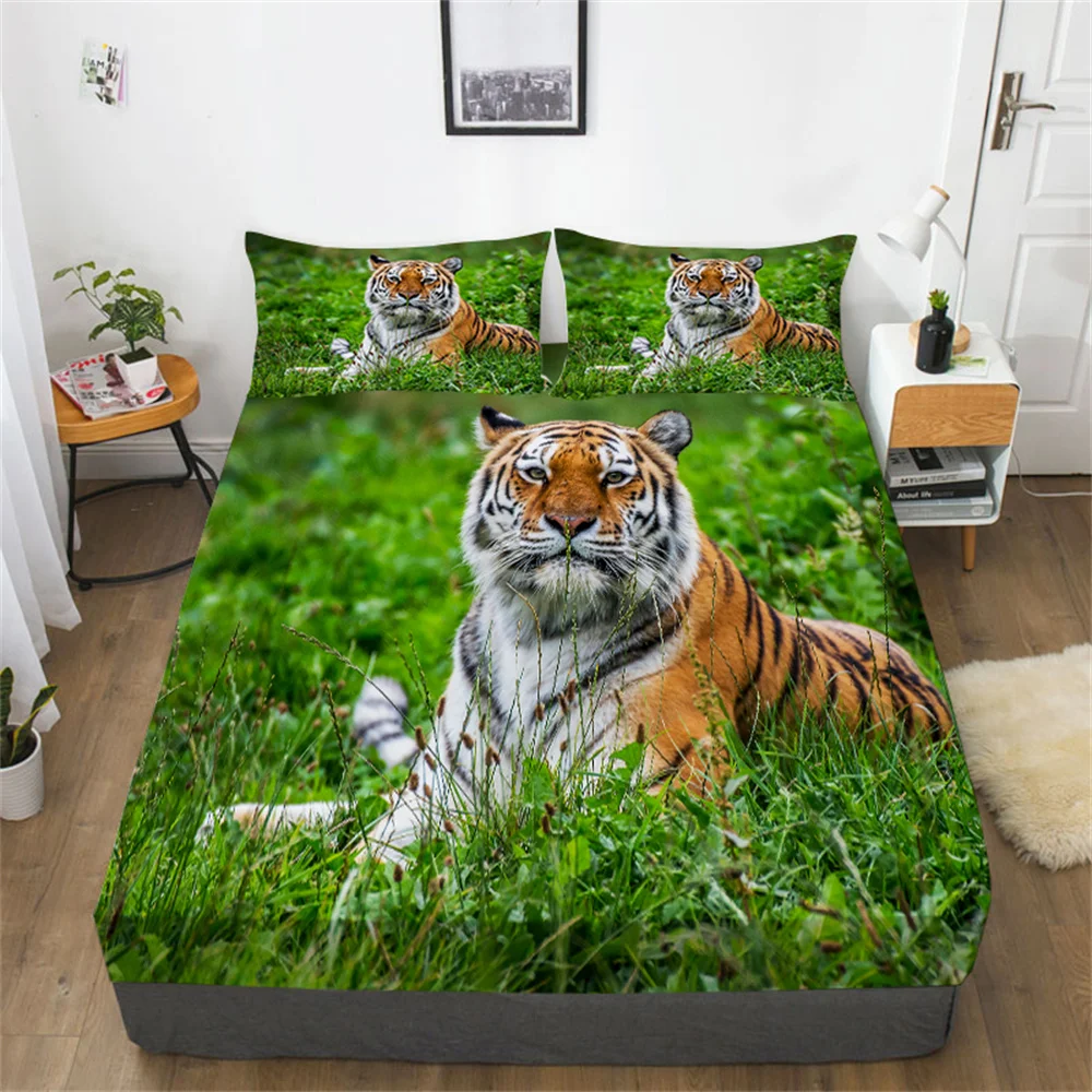 

Bedspreads 3D Bed Cover Print Tiger Comforter Coverset Bedclothes Decor King Size Fitted Sheet Quilt Covers Bedding Setcover