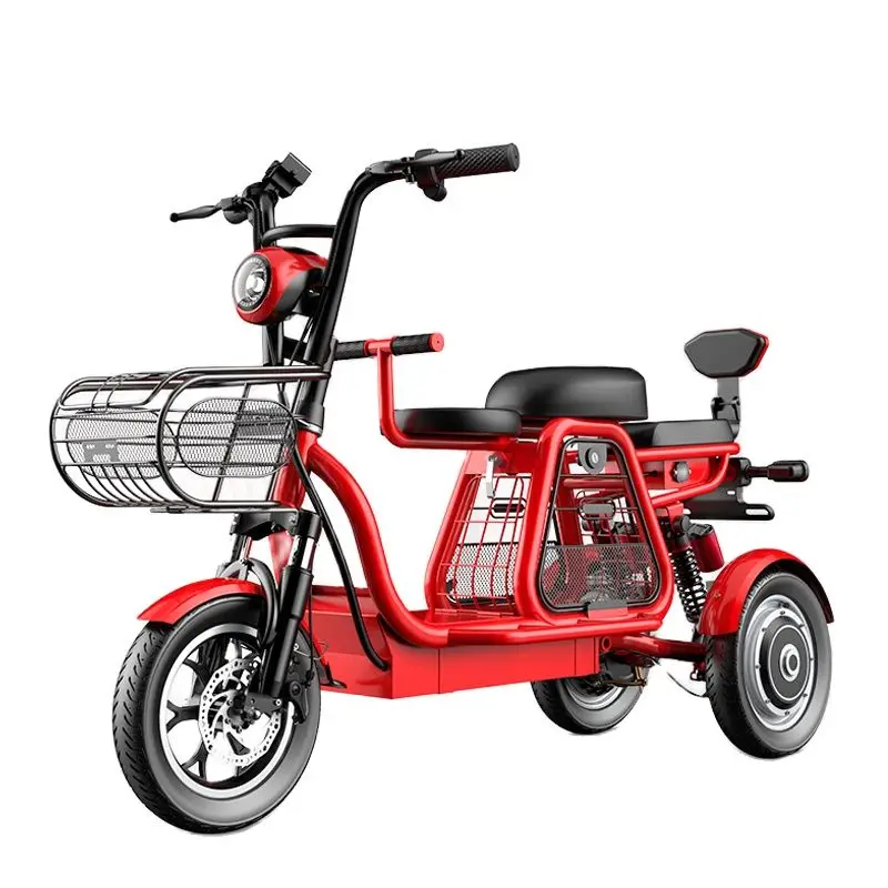 

2023 New electric bike parent-child 3 wheels electric bicycle large lithium battery 12inch e bicycle 400W 48V powerful e bike